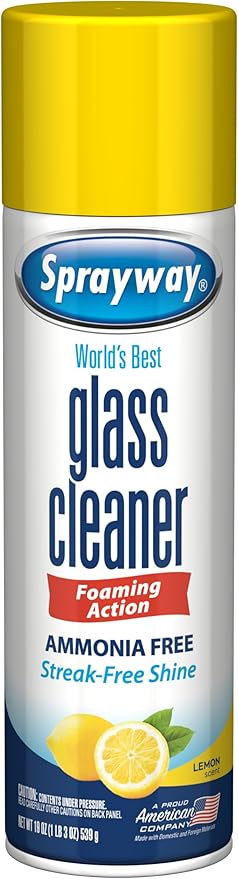 Sprayway Glass Cleaner Lemon Scent Foaming Aerosol Spray, 19oz, Pack of 6 | Ammonia-Free, Streakless, Fast-Acting | Cleans & Polishes Glass Surfaces | Removes Fingerprints, Dust, Dirt, Smoke Film