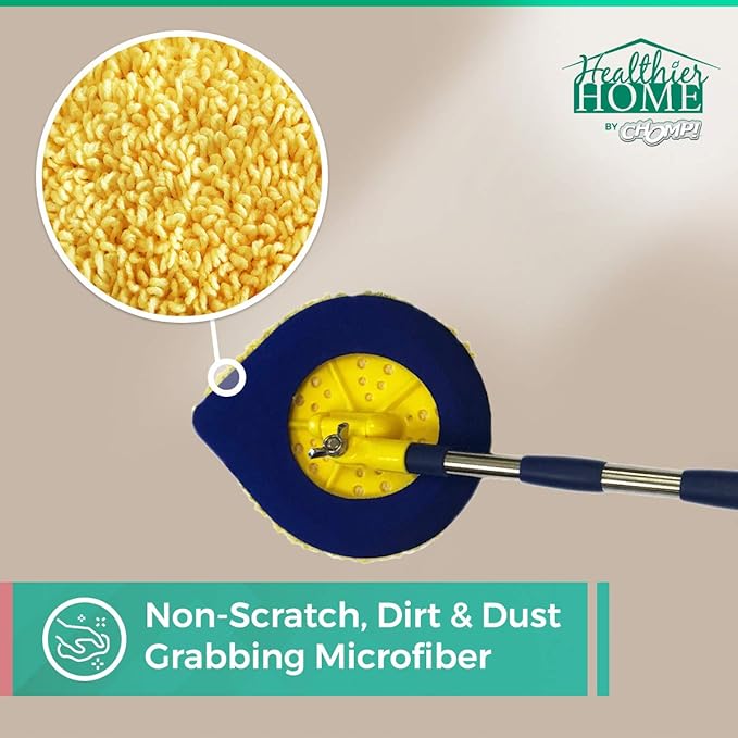 CHOMP! Microfiber Mop Refill Pack: 5 Minute CleanWalls 3-pak Yellow Reusable Washable Wall Washer, Ceiling Cleaner and Baseboard Duster - Dry Dust / Wet Wash Pads