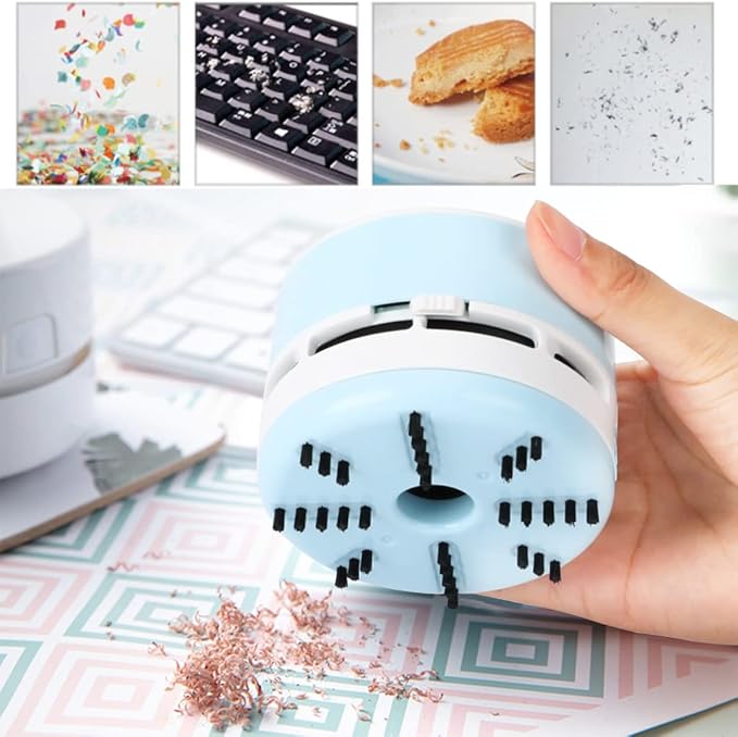 Mini Crumb Vacuum Cleaner Portable Desktop Sweeper Handheld Cordless Multifunction Cleaning for Home,Office,Cars,Pet Hairs (Green)