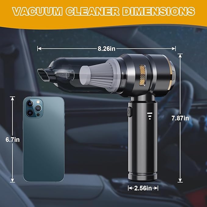 car Vacuum Cleaner 12v 16000pa high Power 4 in 1 Compressed air Duster& air Blower &Pump Hand held vacuums Cordless with brushless Motor for car Home Office