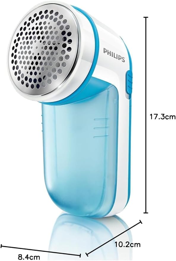 Philips Fabric Shaver, Removes Fabric Pills, Suitable for All Garments, Large Blade Surface, Cleaning Brush, Includes Batteries, Blue (GC026/00)