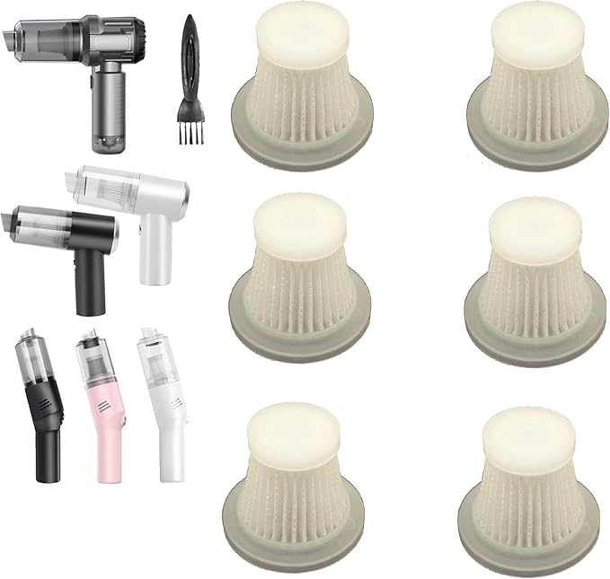 6Pack Hepa Filters Replacement Compatible with Auloea V01/V06/V01pro/V06pro Portable Mini Car Vacuum. Washable Filters Work with Auloea Handheld Vacuum Cordless.(Filters Only)