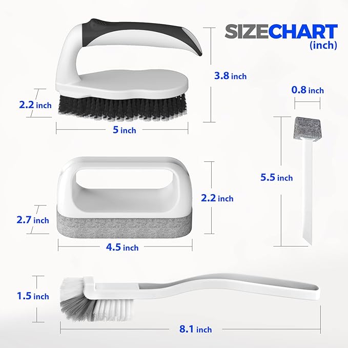 Holikme Deep Cleaning Brush Set, Scrub Pads with Scraper Tip for Pool Walls, Bathroom, Grout, Floor, Bike, Tub, Shower and Kitchen Surface, Abrasive Wheel Brushes (Black)