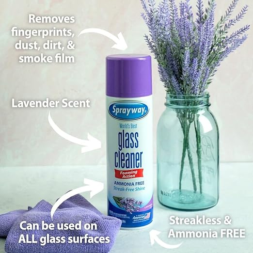 Sprayway, Glass Cleaner, Ammonia Free Lavender Scent 19 Ounce