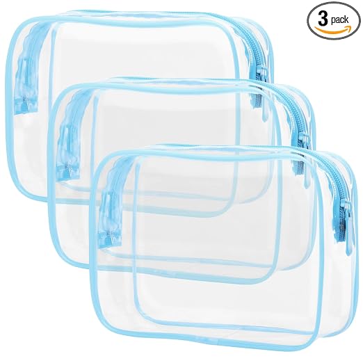 PACKISM TSA Approved Toiletry Bag - Clear Makeup Bag for Travel, Light Blue