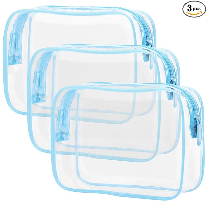 PACKISM TSA Approved Toiletry Bag - Clear Makeup Bag for Travel, Light Blue