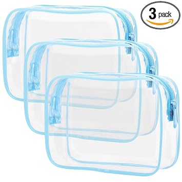 PACKISM TSA Approved Toiletry Bag - Clear Makeup Bag for Travel, Light Blue