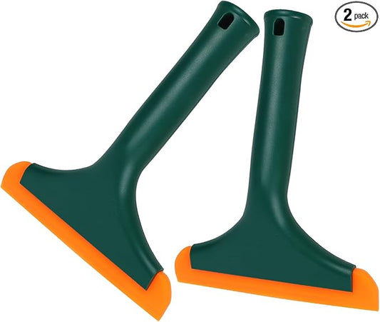 Wuyaoyao 2PCS Silicone Squeegee, Small Squeegee for Car, Automotive Mini Window Squeegees, Shower Squeegees, Water Wiper Cleaning Tool for Car Windshield, Window, Mirror, Glass Door (Dark Green)