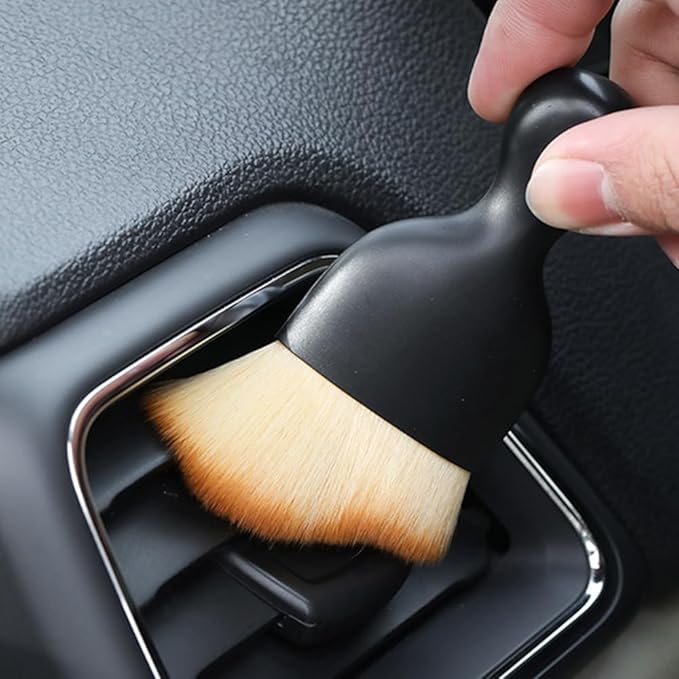 4 Pcs Car Detailing Brush, Car Wash Brush, Car Interior Cleaning Brush Ideal for Interior, Exterior, Dashboard, AC Vents, Leather & Engines, Soft Bristles (Yellow)