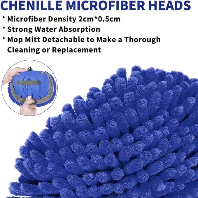 Wontolf 62'' Car Wash Brush Kit with Long Handle, Chenille Microfiber Car Wash Mop Mitt Scratch-Free Car Detailing Cleaning Brush Care Kit Car Cleaning Supplies for Cars RV Truck Boat