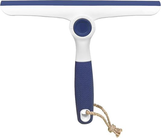 NBGYTECH Window Squeegee Household Cleaning Scraper Handheld Squeegee for Shower Glass Door Mirror Car Windshield (Blue Plastic Handle)