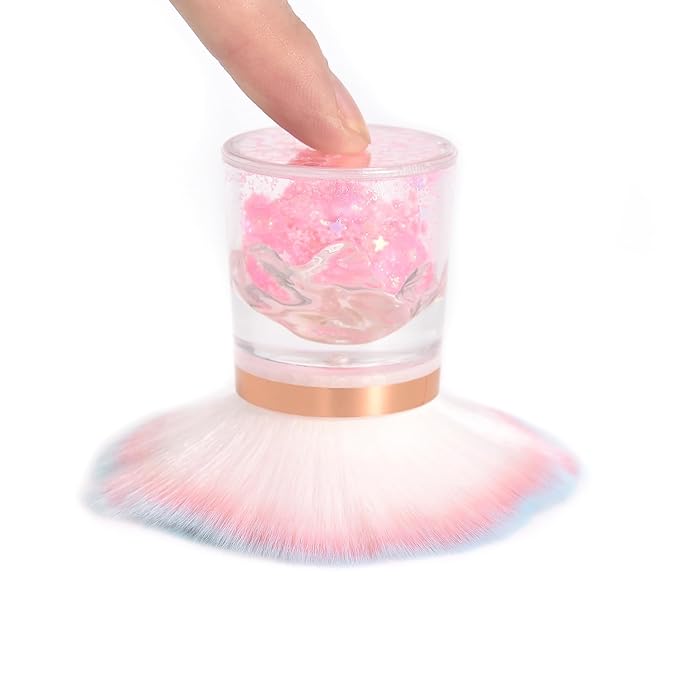 KADS Nail Dust Brush Makeup Brush Flower Shape Crystal Base Nail Cleaning Brush Manicure Pedciure Brush Tool (Pink Lava Base)