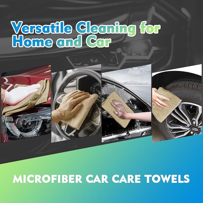 HOMEXCEL Brown Microfiber Cleaning Cloth 6 Pack 12.5 x 12.5 inch Microfiber Towels for Cars Ultra Absorbent Car Washing Cloth Lint Free Streak Free Cleaning Rags for Car, Kitchen Window