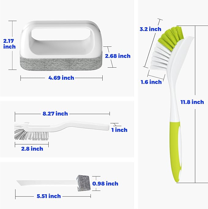 Holikme Cleaning Brush Set, Scouring Pad for Cleaning, Groove Gap Brushes for Pot, Pan, Kitchen Sink, Wire Brushes (Amarillo)