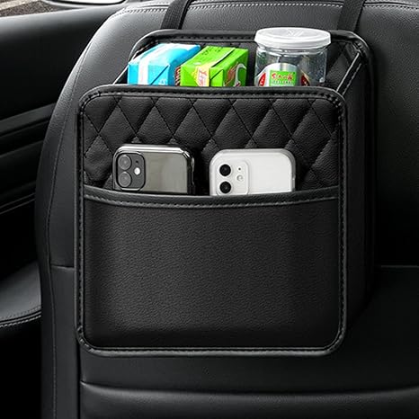 Car Back Seat Organizer, Hanging PU Leather Car Storage Bag, Compatible with Most Vehicles Interior Accessories Organize