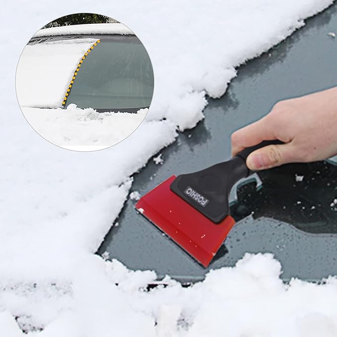 FOSHIO Small Squeegee with 5 Inch Rubber Blade Mini Wiper Window Tinting Tools for Mirror Glass Window Cleaner with Non-Slip Handle (Red Blade)