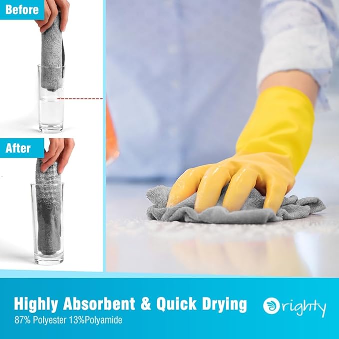 Orighty Microfiber Cleaning Cloth, 800 Pack Highly Absorbent Cleaning Rags, Household Cleaning Supplies, Reusable Microfiber Towels Lint Free Cloths for House, Kitchen, Car Care, 12x11 inch, Grey