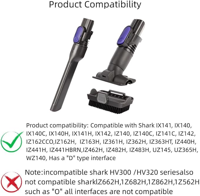 IX141 Vacuum Crevice Tool Brush Replacement Parts Compatible with Shark Pet Cordless Stick IX141 IZ462H IZ483H IZ363HT IZ361H IZ163H IZ362H Removable Two-in-one for D-Shaped Tool Brush Attachments