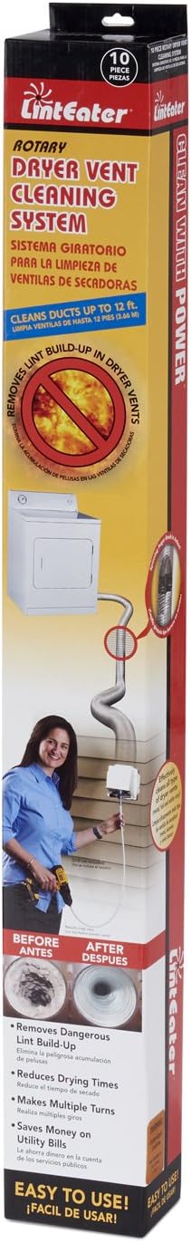 Gardus RLE42 LintEater Rotary Dryer Vent Cleaning System, Removes Lint, Extends Up to 42’