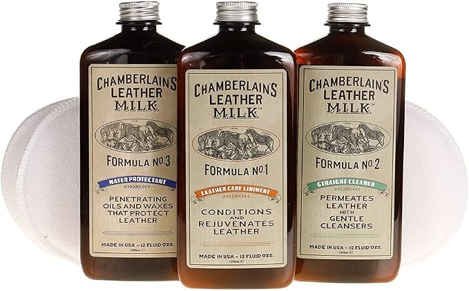 Leather Milk Leather Restoration Kit. Leather Cleaner, Conditioner, and Water Protector - No. 1-3 Leather Care Kit - All