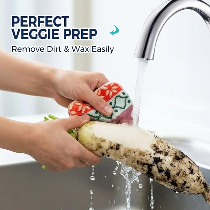 Amarelle GEN II Dish Washing Scrubbers (3-Pack), Made in Green Kitchen Scrubbers for Dishes, Non Scratch Pot & Pan Scrubber, Dual-Sided Heavy-Duty Scouring Pads, Reusable (Nordic Folk)