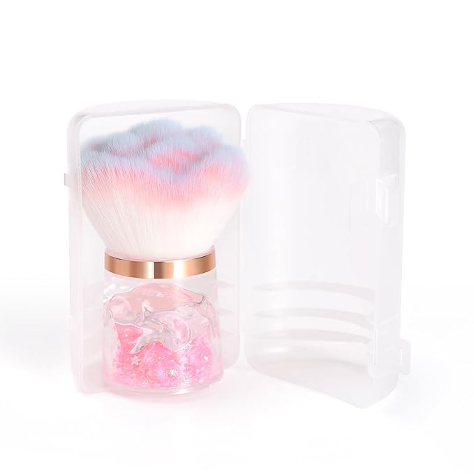 KADS Nail Dust Brush Makeup Brush Flower Shape Crystal Base Nail Cleaning Brush Manicure Pedciure Brush Tool (Pink Lava Base)
