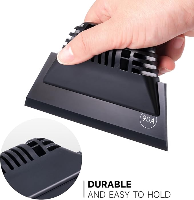 FOSHIO Black Small Squeegee, Non-Slip Handle Rubber PPF Squeegee for Window Cleaning, Shower Glass Door, Car Windshield
