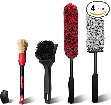 YeewayVeh 4Pack Car Wheel Cleaning Kit, Bendable Rim Brush Set, Red