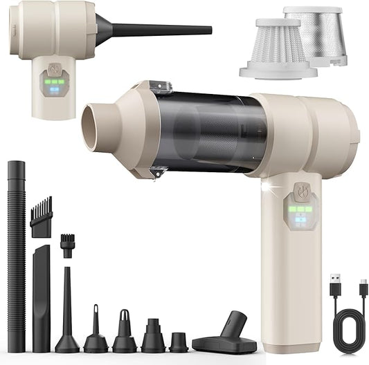 Car Vacuum, Handheld Car Vacuum Cleaner Cordless with Brushless Motor, 20000PA Suction High Power Rechargeable Vacuum Cleaner & Air Duster, 4-in-1 Portable Mini Hand Vacuum Blower with LED Display