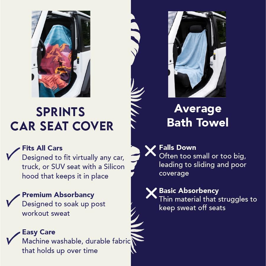 Prints Athletic Running Towel, Full-Sized, Car Seat Cover - Moisture Wicking (Midnight Mile)