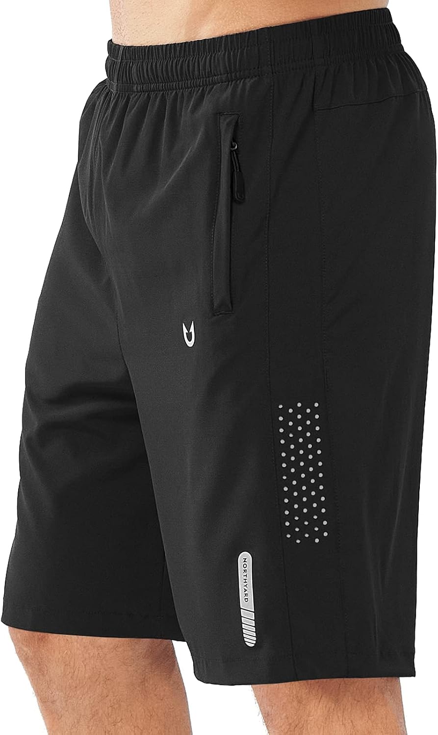 Men's Athletic Running Shorts Gym Workout 7"/9"/5" Zipper Pockets