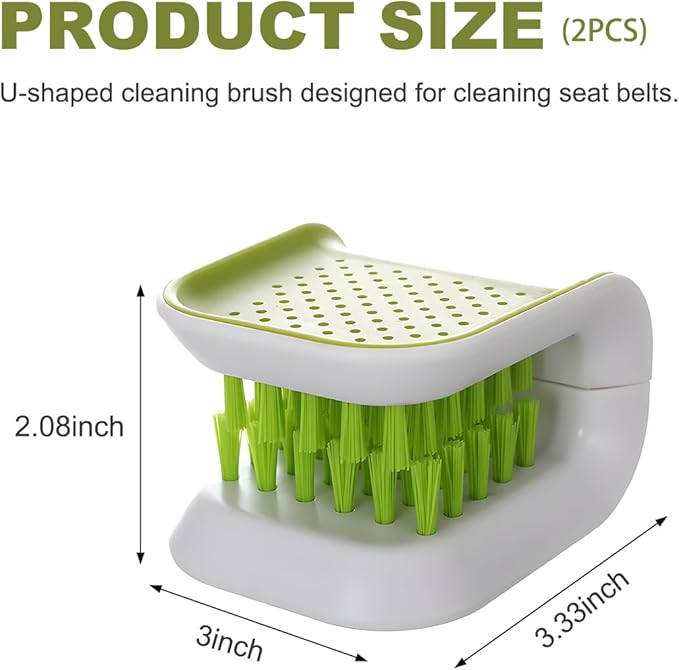 KVAEY Car Seat Belt Cleaning Brush, U-Shaped Auto Interior Washing Brush with Double-Sided Bristles, Closeable Safety Belt Bristle Scrubber Cutlery Cleaner Brush for Car Home (2 PCS)