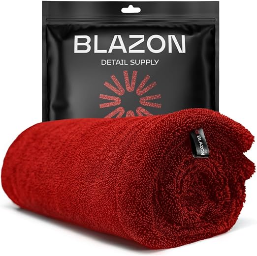 BLAZON Redline XL Car Drying Towel - Ultra Premium 1300 GSM Microfiber Drying Towel - Max Absorption, Streak-Free Finish