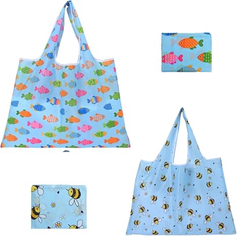ZooviHyvi Extra Large 50lbs Foldable Reusable Shopping Bags kitchen reusable grocery bags Washable Polyester Bags in Poc