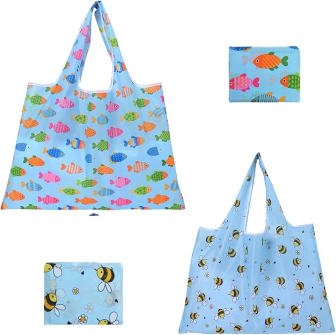 ZooviHyvi Extra Large 50lbs Foldable Reusable Shopping Bags kitchen reusable grocery bags Washable Polyester Bags in Poc