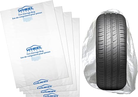 WHEEL CONNECT Tire Storage Bags. Made of Polyethylene LDPE Plastic, Extra-Large 44”X48”H, White, Pack of 4pcs. X-Large.