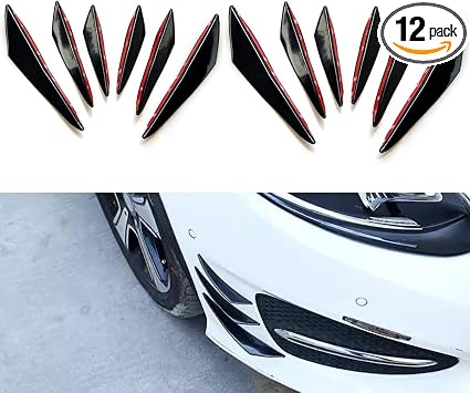 12 Pieces Universal Car Spoiler Canards Kit Personalised Crescent Moon Cars Front Bumper Lip Splitter Car Body Decoratio