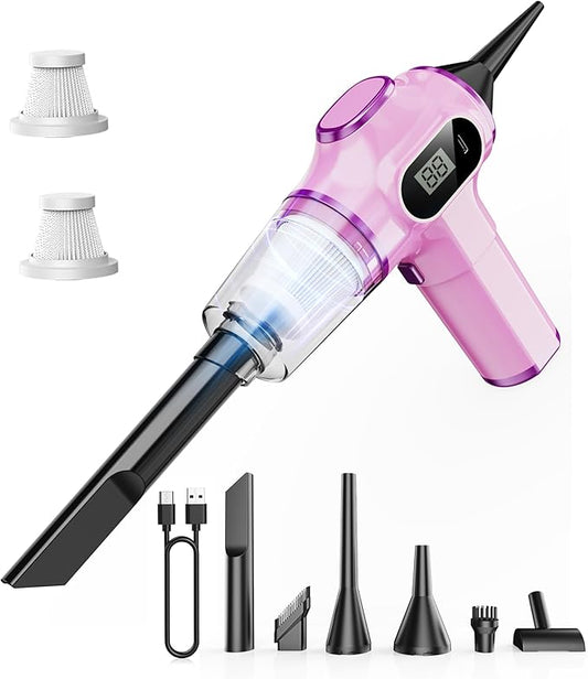 Women-Friendly Cordless Pink Car Vacuum Cleaner – 15000Pa Portable Mini Handheld Vacuum Cleaner, Effortlessly Handles Car,Office,Home & Pet Cleaning