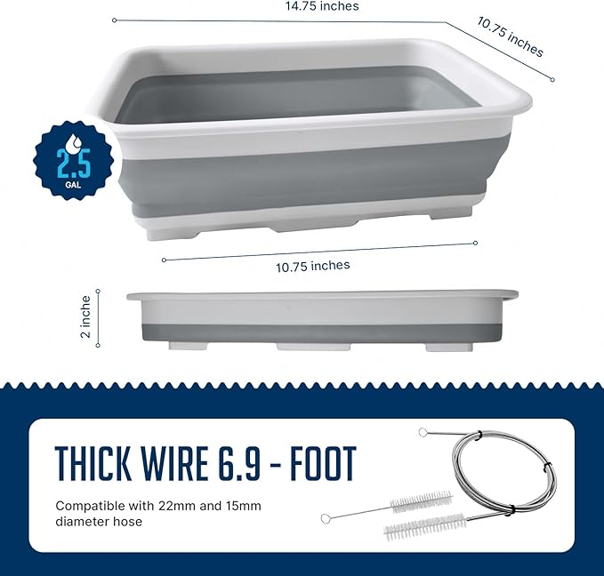CPAP Cleaning Kit for CPAP Hose and Mask for CPAP Hanger with Brush and Collapsible Wash Basin Bucket Tub - Essential Care Kit for CPAP Users, Suitable for 7 Feet Tubing and 22mm 19mm Diameter