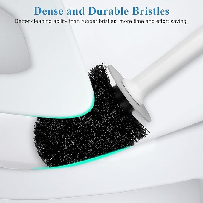 alpsnow Toilet Brush and Holder, Toilet Bowl Brush with Long Handle, Plastic Holder Easy to Hide, Drip-Proof, Easy to Assemble, Deep Cleaning