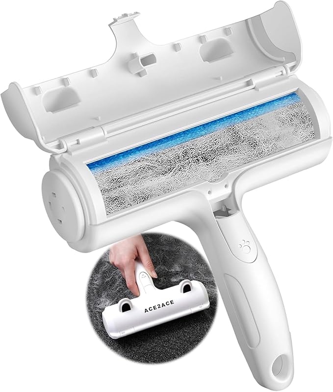 ACE2ACE Pet Hair Removal Tool, Reusable Lint Roller for Pet Hair, Self Clean Cat Hair Remover with Dust Bin, Dog Hair Remover for Couch, Furniture, Carpet, Sofa and Bedding