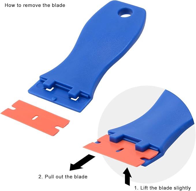 FOSHIO 20PCS Blue Plastic Razor Blade Scraper Tool for Gasket Remover, Sticker Remover, Labels Decal and Adhesive Remover for Windows and Glass