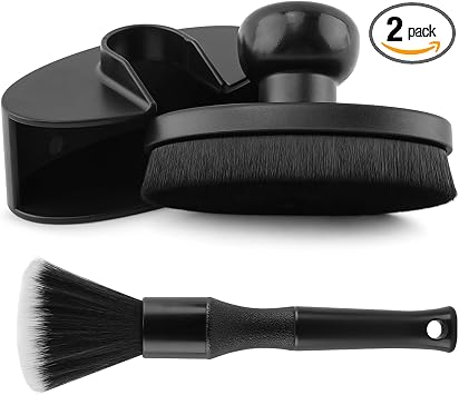 2pcs Car Tire Shine Applicator Large Vegan Tire Shine Brush Automotive Tires Dressing Applicator Brush with Storage Stan
