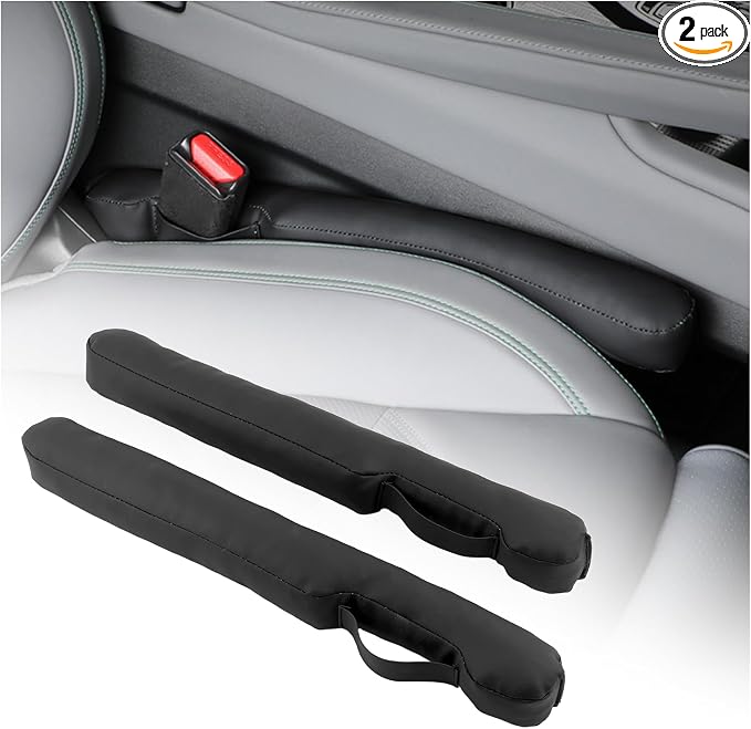 2026 New Car Seat Gap Filler 2 Pack,Leather Seat Gap Filler Strip with Fix Strap to Avoid Items from Falling,Universal C