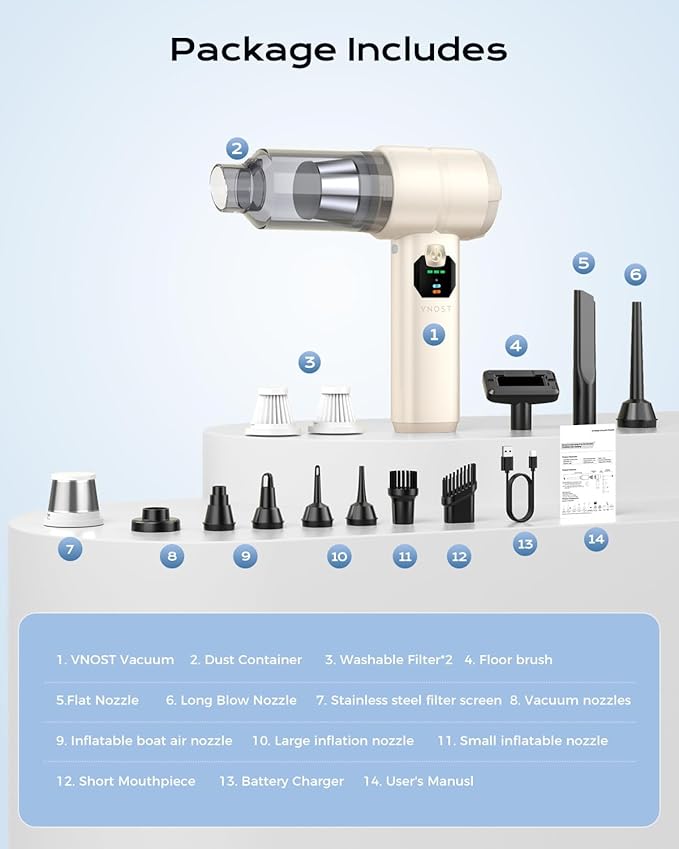 Portable Cordless Car Vacuum,4-in-1 Handheld Cordless Vacuum with 30000Pa Suction, 130000 RPM,6800mAh Battery,10 Nozzles,Rubber Paint Material for Car,Home,Birthday Gifts for Men Dad Husband(Beige)