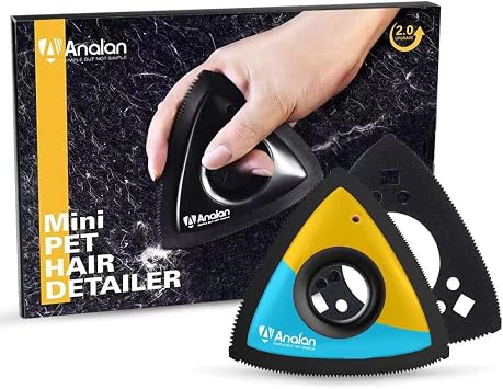 Mini Pet Hair Remover for Car Detailing(Suit with 2 Blades, Lemon Blue)