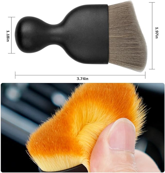 Blilo 2PCS Car Interior Detailing Brush with Dust Cover, Auto Soft Hair Cleaning Brushes, Scratch Free Curved Dirt Collectors, for Vehicle Dashboard Air Conditioner Vents Leather Computer (Grey/2PCS)