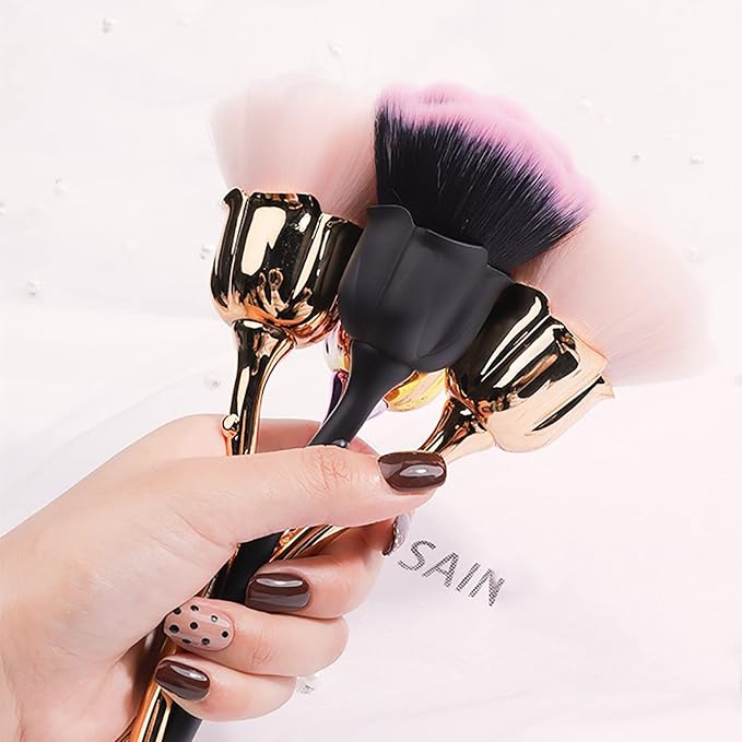 1Pc Nail Dust Brush for Acrylic Nails Acrylic Nail Brush Cleaner Nail Brushes for Cleaning Dust Large Powder Brush Makeup Blush Brush Manicure Remover Brush Nail Art Tools (Gold-2)
