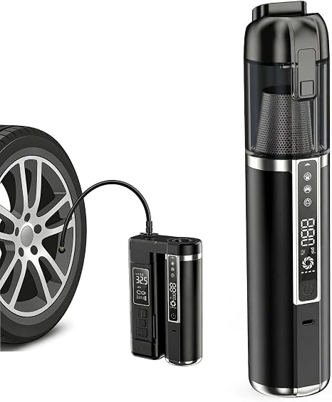 3 in 1 Car Vacuum and Tire Inflator, 18000Pa Air Pump - Cleanova