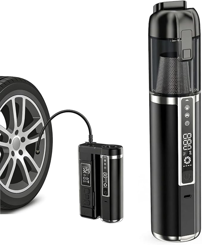 3 in 1 Car Vacuum and Tire Inflator, 18000Pa Air Pump - Cleanova
